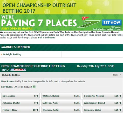 the open betting odds